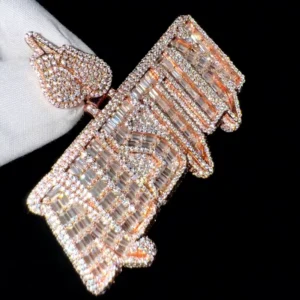 RENSINO Custom VVS D Grade Letter Name Moissanite Pendant Rapper Hip Hop Style Iced Out Baguette Personalized Jewelry