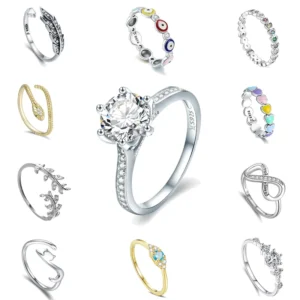 RENSINO Custom Various Fine Silver Rings Fine S925 Jewelry Zircon Cz 925 Sterling Silver Ring Open Adjustable Rings for Women