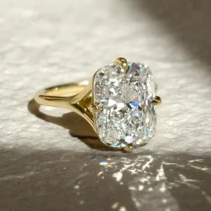 RENSINO Custom Vvs Lab Created Diamond Engagement Ring Yellow Gold 925 Silver Fine Women Jewelry