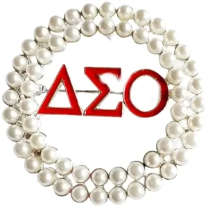 RENSINO Custom White Pearl Lapel Pins Brooch Handmade Sorority Greek Sisterhood DST Rhinestone Women’s Weddings Engagements