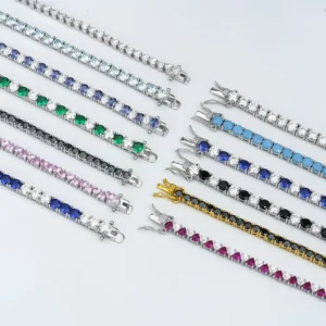 RENSINO Custom Women Jewelry Price 925 Sterling Silver Round Heart Gra Vvs Color Diamond Mossanite Moissanite Tennis Chain Bracelet