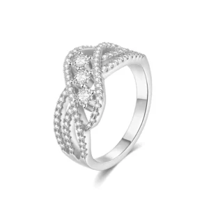 RENSINO Custom Women’s Engagement Wedding Ring S925 Sterling Silver 18K Gold Plated Brilliant Cut VVS Moissanite Prong Setting Luxury