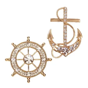 RENSINO Custom logo Clothing Retro Accessories Boat Anchor Brooch Rudder Lapel Pins Breastpin
