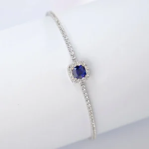 RENSINO Customizable 925 Sterling Silver Tennis Bracelet Lab Grown Sapphire Stylish Trendy GRA Certified Wedding Party