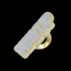 RENSINO Customizable Design Vvs Bold Oversized Statement Hip Hop Letter Ring 925 Sterling Silver Sparkling Moissanite Ring