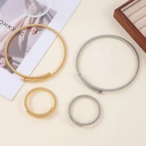 RENSINO Customizable High Quality Decorations Minimalist Style Alloy Steel Necklace Bracelet Set for Ladies