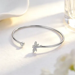 RENSINO Customizable Jewelry Fine Cubic Zirconia 925 Sterling Silver Adjustable Butterfly Bracelets Bangles Jewelry Women