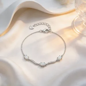 RENSINO Customizable Jewelry OEM ODM Minimalist Style Fine 925 Sterling Silver Opal Bracelet For Women