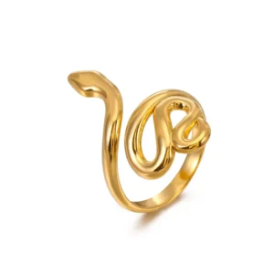 RENSINO Customizable New Stainless Steel Snake shaped Rings Punk Hip hop Style For Men And Women Chinese Zodiac Sign Of The Snake Ring