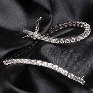 RENSINO Customizable Round Stone Casting Cubic Zirconia Silver Plated CZ Iced Out Tennis Bracelet 925 Sterling Silver