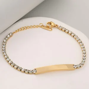 RENSINO Customizable Stainless Steel square Stone Chain Fashion Pendant with Smooth Surface Long Curved Ribbon and Colorful Chain