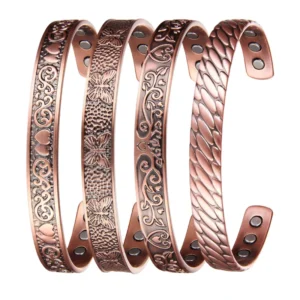 RENSINO Customizable Vintage Solid Copper Cuff Bangles Arthritis Magnetic Healing Women’s Fashion 99.99% Pure Copper Bracelet