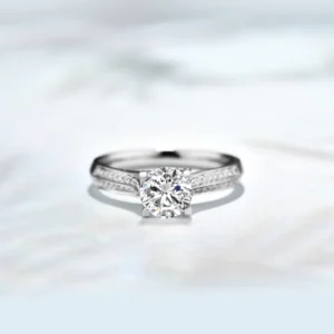 RENSINO Customizable White 925 Silver Moissanite Ring 0.5 Carat Moissanite