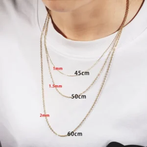 RENSINO Customization Silver Chain Necklace 304 Stainless Steel Simple Long Necklace Chain