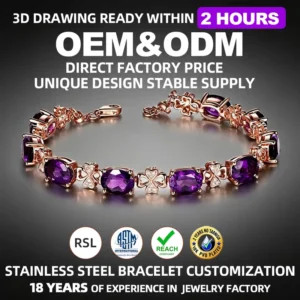 RENSINO Customization Stainless Steel 316L Bracelet Adjustable 18K PVD Gold Plated Durable Hypoallergenic 5A Cubic Zirconia Anti-Tarnish
