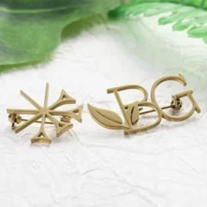 RENSINO Customize Designer Brooches Luxury Women Laser Cut Hollow Bronze Plated Metal Badge Pin Zinc Alloy Metal Metal Lapel Pin