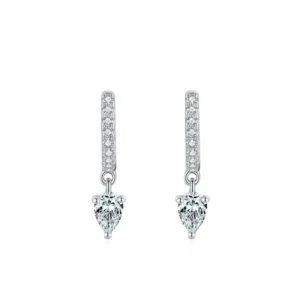 RENSINO Customize Fine Jewelry S925 Sterling Silver Huggie Drop Hoop Earrings Temperament Zircon Wedding Earrings for Women