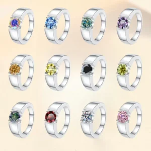 RENSINO Customized 925 Sterling Silver Customized Jewelry Classic Fashion Luxury Bright Cut Moissanite Men’s Engagement Wedding Ring