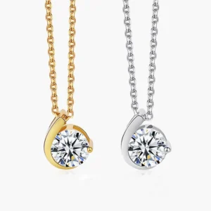 RENSINO Customized 925 Sterling Silver Moissanite Pendant Necklaces for Women