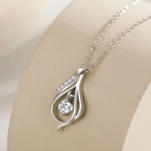 RENSINO Customized Fashion Clavicle Chain Necklace Light Luxury Zircon 925 Silver Rhodium Plated Temperament Pendant Necklace for Women
