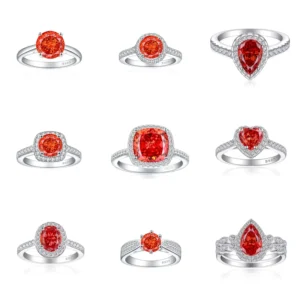 RENSINO Customized Fashion Jewelry Supplier 925 Sterling Silver Jewelry Rhodium Plated Ruby Cubic Zirconia Engagement Ring