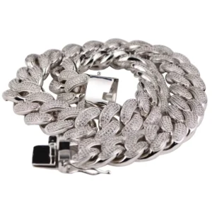 RENSINO Customized Jewelry 30MM Men’s Cuban Necklace Hip Hop Diamond Iced Out CZ Cuban Link Chain Necklace for Men