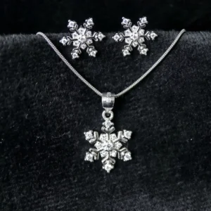 RENSINO Customized Jewelry Rhodium Plated Cubic Zirconia Snowflake Earrings Pendant Charm 925 Sterling Silver Fashion Jewelry Sets