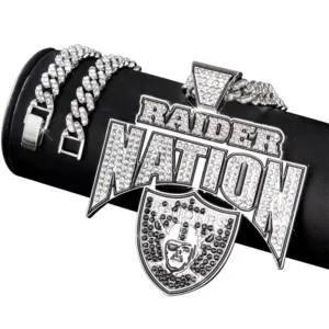 RENSINO Customized New Las Vegas Raiders Champions Pendant Necklaces Unisex Exquisite Silver Plated Alloy Jewelry with Cuban Chains