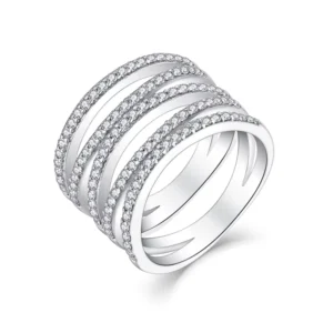 RENSINO Customized New Style 925 Sterling Silver Jewelry Simple High quality White Zircon Ring for Women