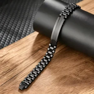 RENSINO Customized Personalized ID Bar Bracelet Jewelry Trendy Stylish Men’s Watch Strap Bracelet Stainless Steel Bracelet for Man