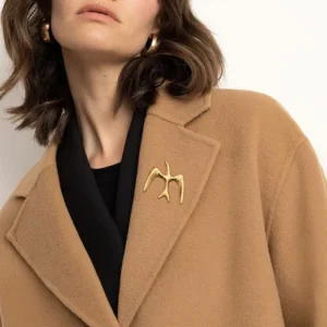 RENSINO Customized Prevent Light Leakage Bird Shape Brooch Stainless Steel Waterproof 18k Gold Plating Women Brooch