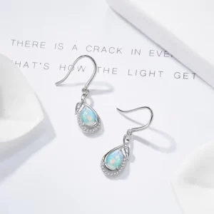 RENSINO Customized S925 Sterling Silver Rose Tears Opal Earrings Teardrop Luxury Women’s Earrings
