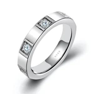 RENSINO Customized Unisex Rings Simple 925 Sterling Silver Ring Men Fashion Thin Cubic Zirconia Band Ring Women