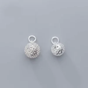 RENSINO Cute 10 12mm Hollow Ball 925 Sterling Silver DIY Charm