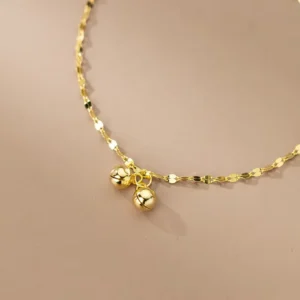RENSINO Cute Bell Shape Gold Plated 925 Sterling Silver Anklets Fashion Jewelry for Women