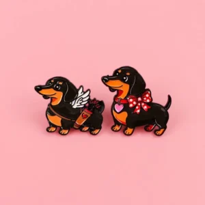 RENSINO Cute Dachshund Enamel Pin Brooch for Clothes Bags Valentine Gift Fashion Jewelry