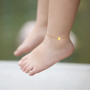RENSINO Cute Toddler Anklet Gifts for Daughter Son Baby Jewelry 18K Gold Plated Dainty Heart Chain Anklets for Kids