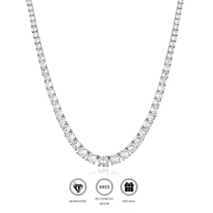 RENSINO D Color Moissanite Tennis Necklace 925 Silver 2 6mm Wedding Jewelry