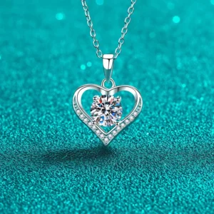 RENSINO D Colour Moissanite S925 Silver Necklace with Initial Heart Pendant Fashion Jewelry for Women’s Valentine Gift Chains Type