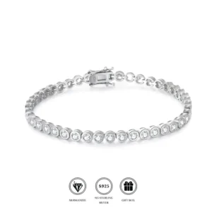 RENSINO D-color VVS1 Bubble Moissanite Tennis Bracelet, Premium S925 Silver Stylish European American Jewelry