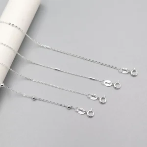 RENSINO D060 Real 925 Silver Bulk Thin Chain Simple Sterling Silver O Chain Necklace Beaded Chains Necklace Jewelry DIY