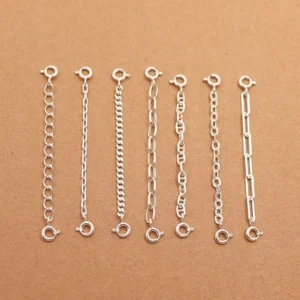 RENSINO D388 Sterling Silver Extension Chain S925 Necklace Bracelet Making Tail Chain with Clasp DIY Jewelry