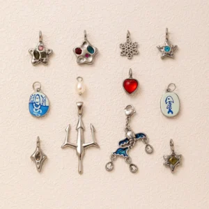 RENSINO D459 Silver Tone Stainless Steel Charms Star Heart Zirconia Charms Pendants for Wholesales