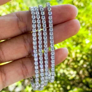 RENSINO DEF VVS Moissanite Diamond Tennis Chain Hip Hop 925 Sterling Silver Iced Out Moissanite Tennis Bracelet