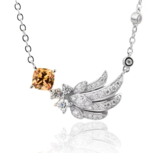RENSINO DEYIN High Quality Retro 925 Sterling Silver Sapphire Moissanite Single Wing Pendant Necklace