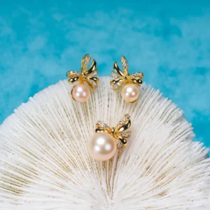 RENSINO DIY 7 8mm Natural Freshwater Pearl Jewelry Set 925 Sterling Silver Engagement Jewelry Necklace for Women