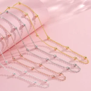RENSINO DIY 925 Sterling Silver Beaded Collarbone Chain for Choker Chains Jewelry Necklace