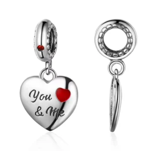 RENSINO DIY 925 Sterling Silver Heart Shaped Enamel Charms for Jewelry Making