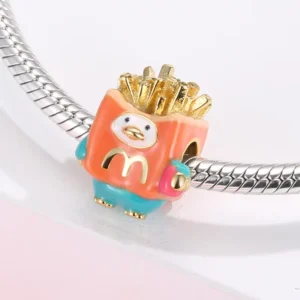 RENSINO DIY Bead 925 Sterling Silver Enamel Cartoon Charms for Child Jewelry Presents