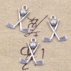 RENSINO DIY Creative Antique Silver Hockey Stick Club Charms Pendant Alloy Jewelry Accessories 20x18MM